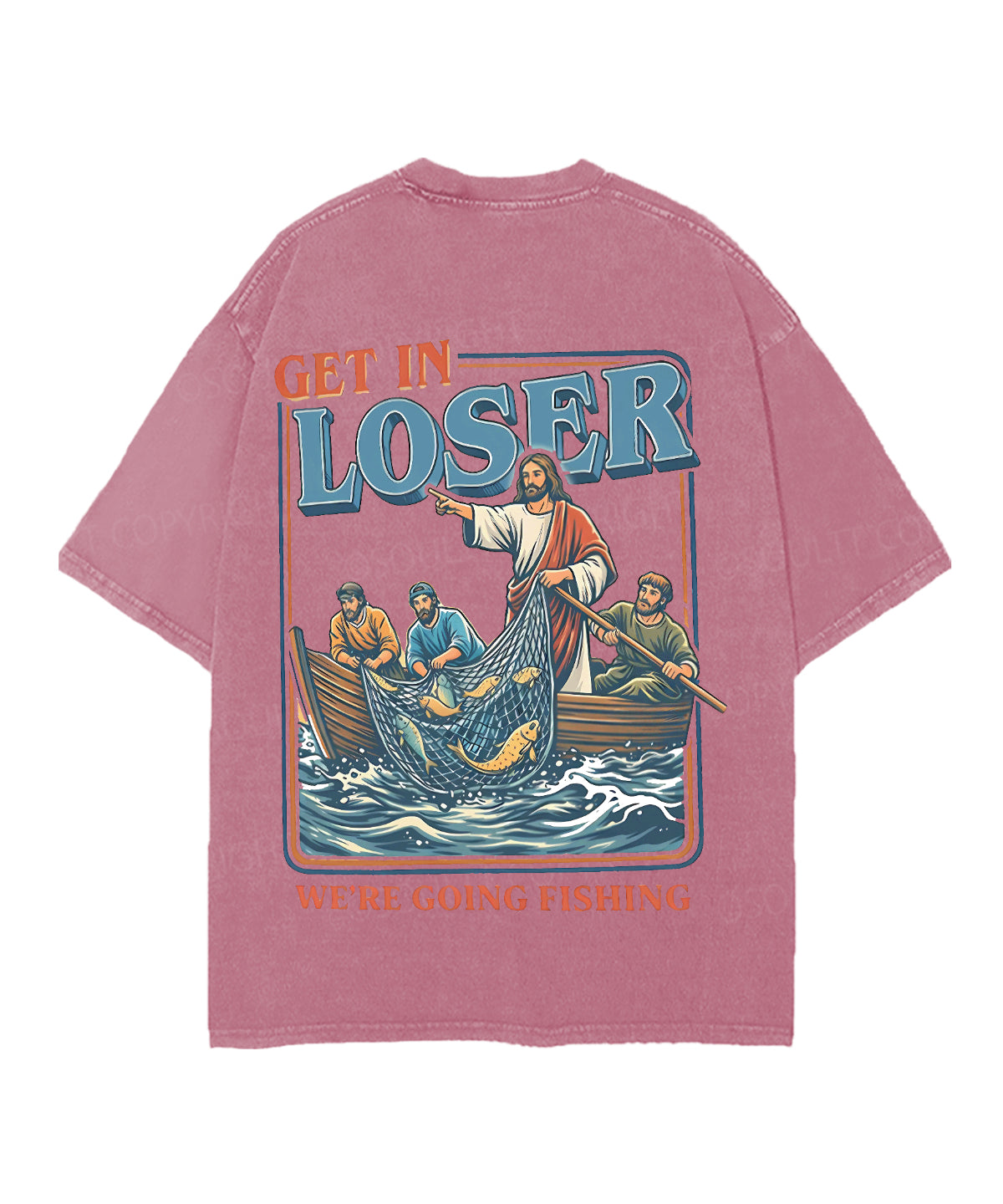 We're Going Fishing Double Sided Unisex Christian Washed T-Shirt & Shorts