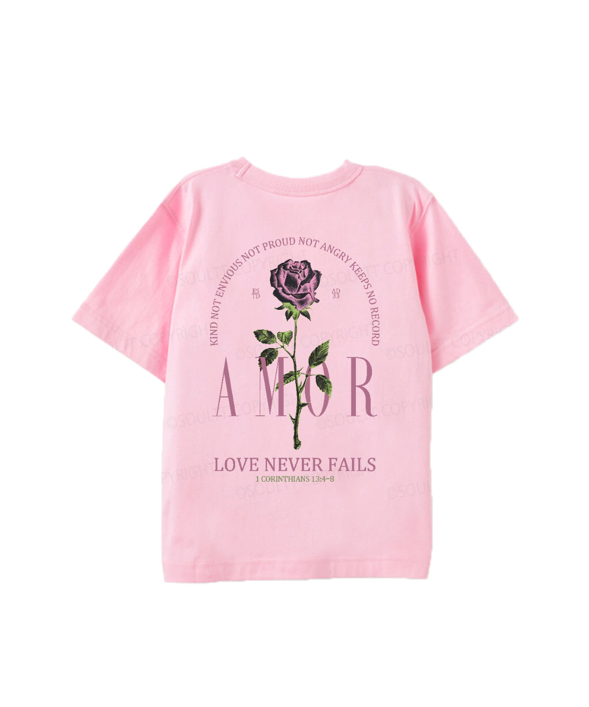 Kids Love Never Fails Double Sided Cotton Christian T-shirt