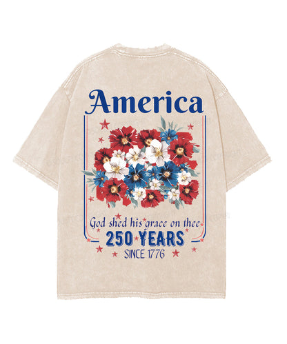 250 Years America Anniversary Double Sided Unisex Washed Christian T-shirt