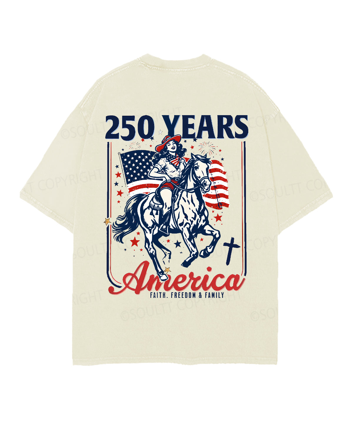 250 Years America Anniversary Double Sided Unisex Christian Washed T-Shirt & Shorts