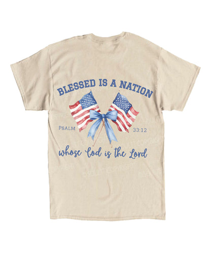 Blessed Is A Nation Whose god Is The Lord Double Sided Unisex Cotton Christian T-Shirt