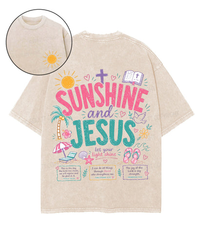 Sunshine And Jesus Double Sided Unisex Washed Christian T-shirt