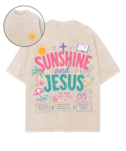 Sunshine And Jesus Double Sided Unisex Washed Christian T-shirt