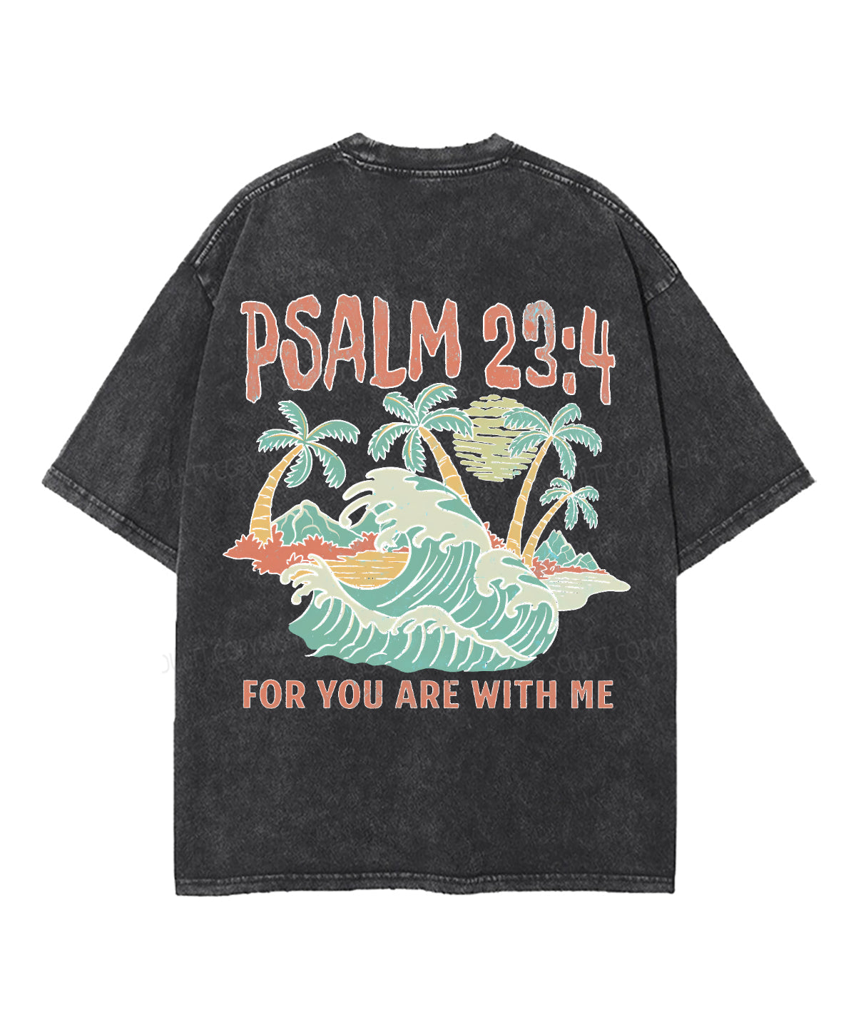 For You Are With Me Double Sided Unisex Washed Christian T-shirt