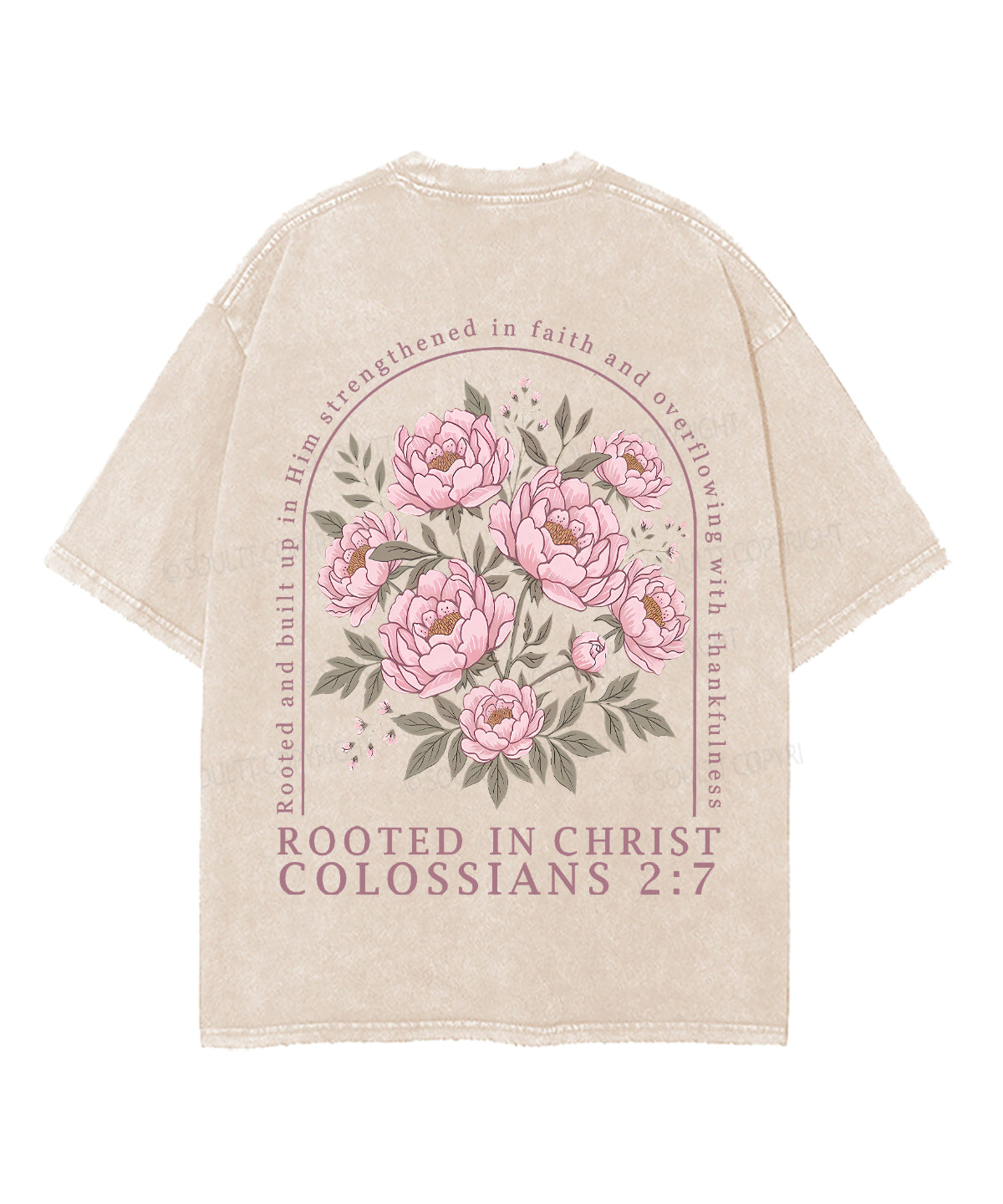 Rooted In Christ Double Sided Unisex Washed Christian T-shirt