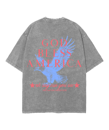 God Bless America Double Sided Unisex Washed Christian T-shirt