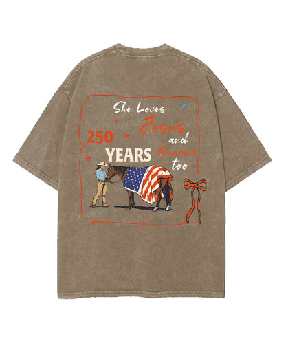 250 Years America Anniversary Double Sided Unisex Washed Christian T-shirt