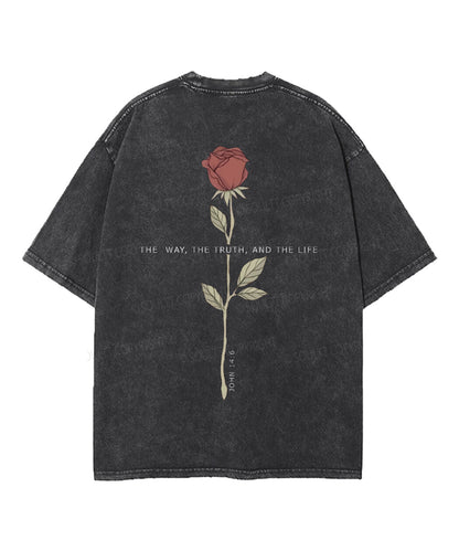 The Way , The Truth, And The Life Double Sided Unisex Washed Christian T-shirt