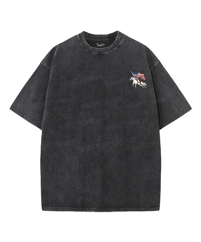 We Love Jesus,And America Too Double Sided Unisex Washed Christian T-shirt