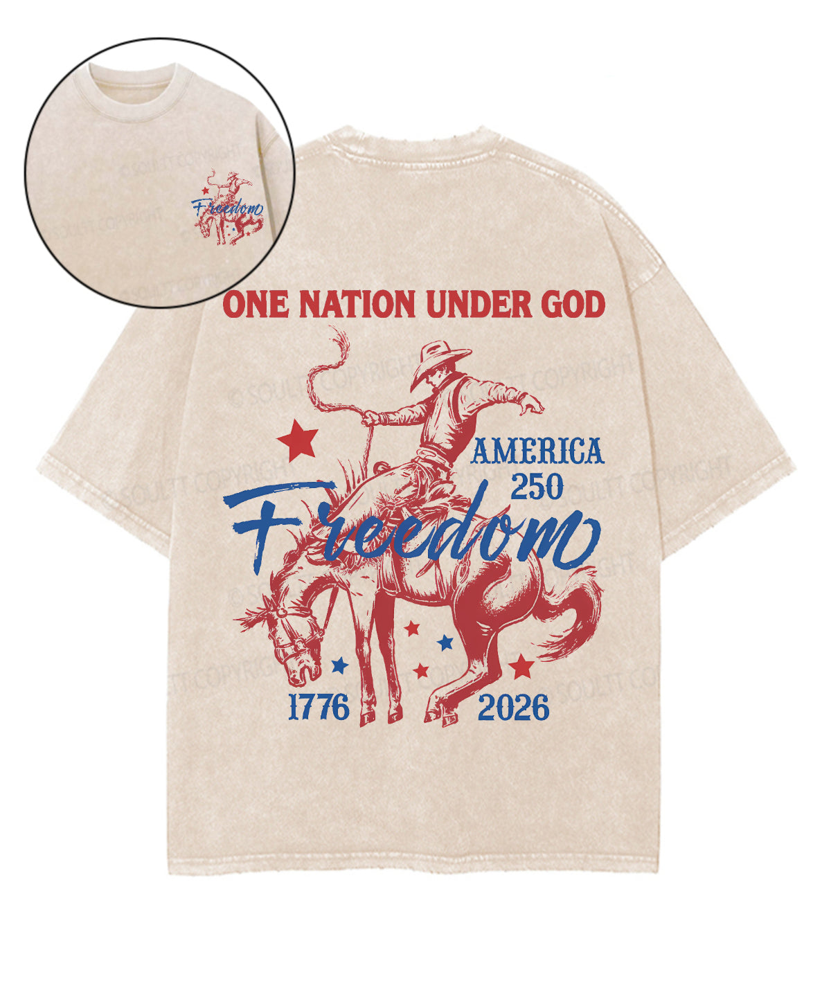 One Nation Under God Double Sided Unisex Washed Christian T-shirt