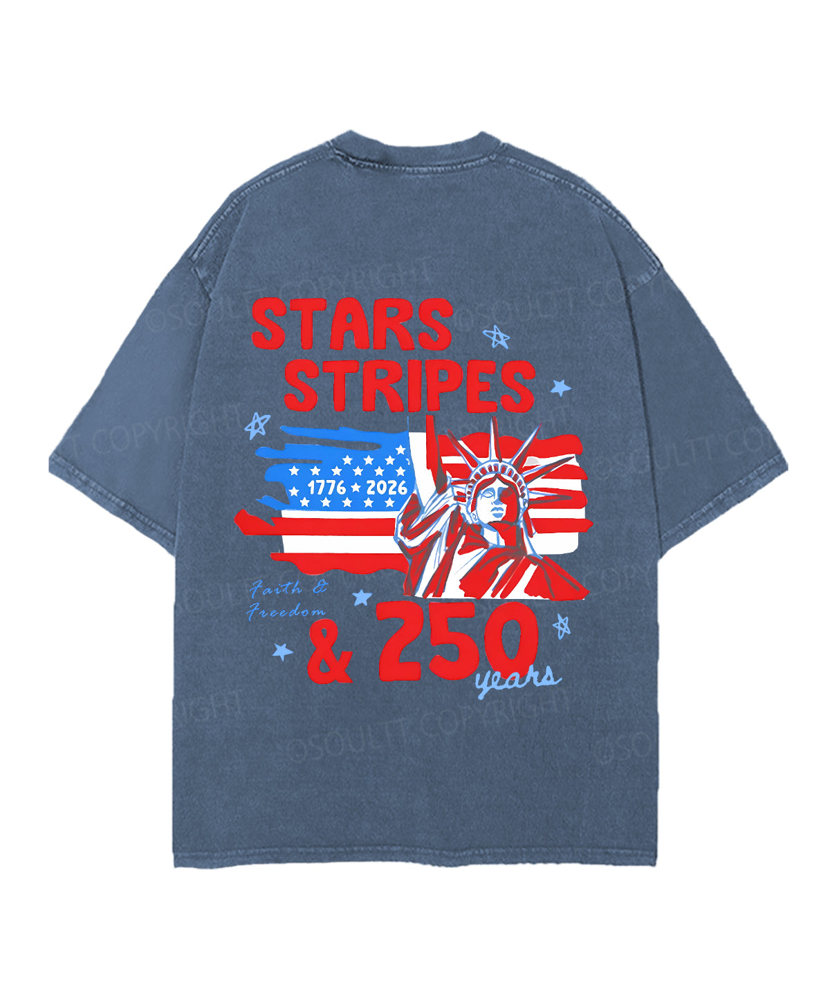 250 Years America Anniversary Double Sided Unisex Christian Washed T-Shirt & Shorts