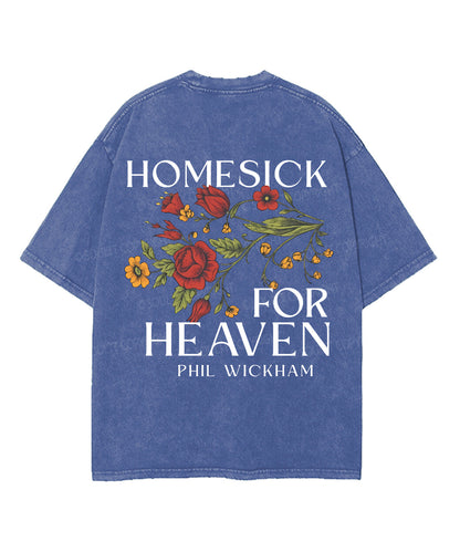 Homesick For Heaven Double Sided Unisex Washed Christian T-shirt