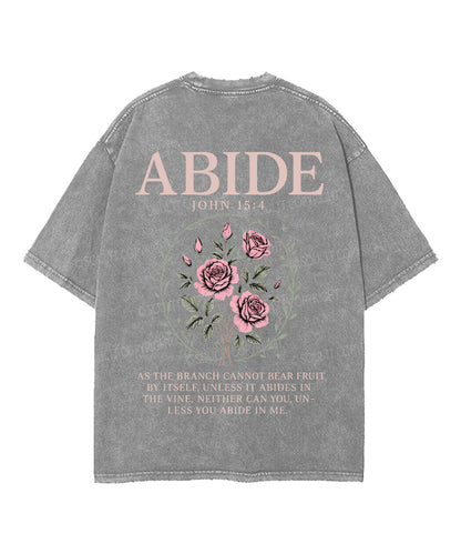 Abide Double Sided Unisex Washed Christian T-shirt