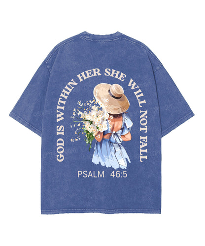 God Is Within Her Double Sided Unisex Washed Christian T-shirt