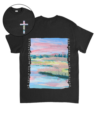 He Heals The Brokenhearted Double Sided Unisex Cotton Christian T-Shirt