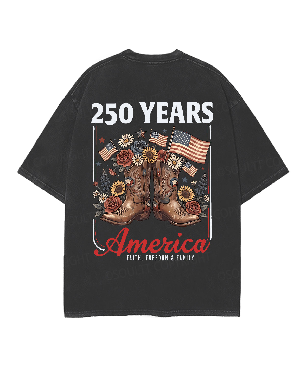 250 Years America Anniversary Double Sided Unisex Christian Washed T-Shirt & Shorts