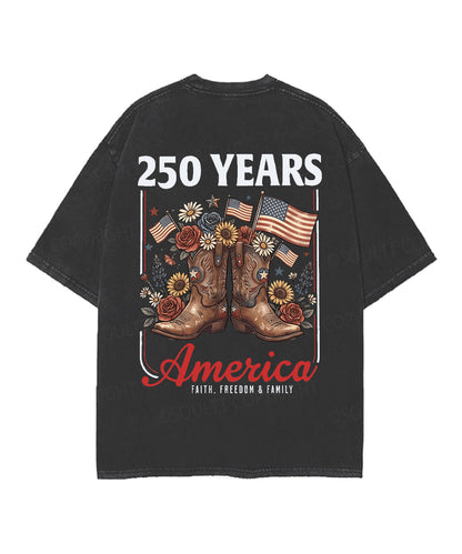 250 Years America Anniversary Double Sided Unisex Christian Washed T-Shirt & Shorts