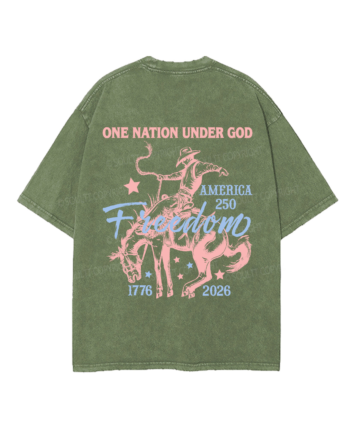 One Nation Under God Double Sided Unisex Washed Christian T-shirt