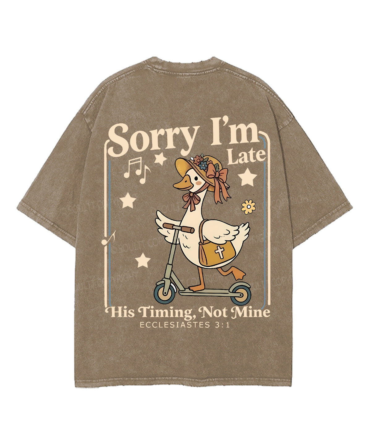 Sorry I’m Late, His Timing Not Mine Double Sided Unisex Washed Christian T-shirt