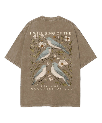 I Will Sing Of The Goodness Of God Double Sided Unisex Washed Christian T-shirt