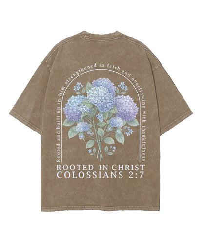 Rooted In Christ Double Sided Unisex Washed Christian T-shirt