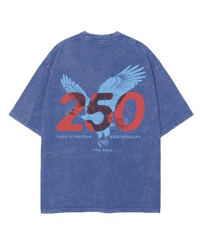250 Years America Anniversary Double Sided Unisex Washed Christian T-shirt