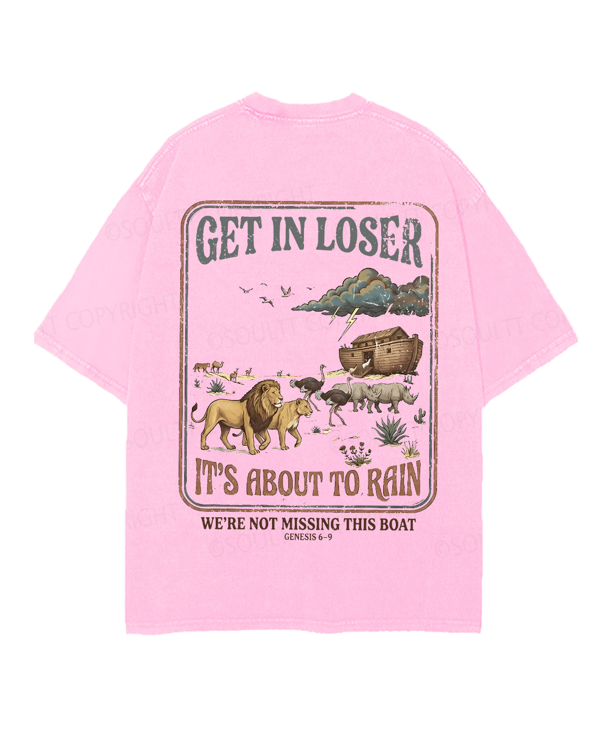 It's About To Rain We're Not Missing This Boat Double Sided Unisex Christian Washed T-Shirt & Shorts