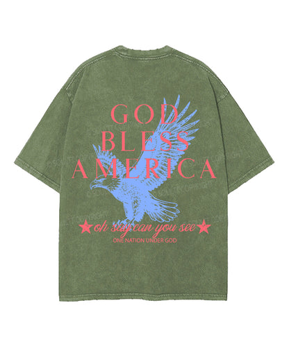 God Bless America Double Sided Unisex Washed Christian T-shirt