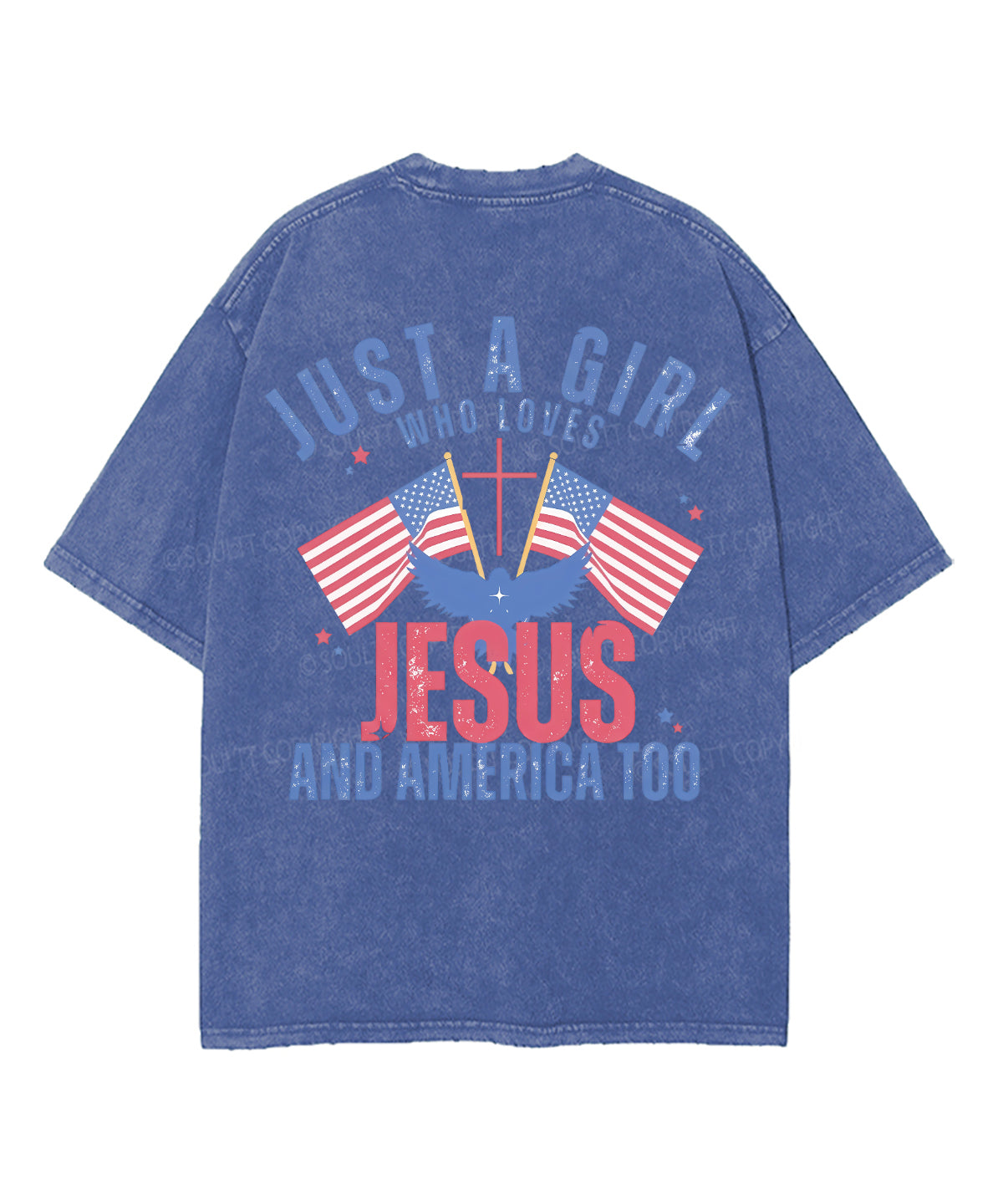 Just A Girl Who Loves Jesus And America Too Double Sided Unisex Washed Christian T-shirt