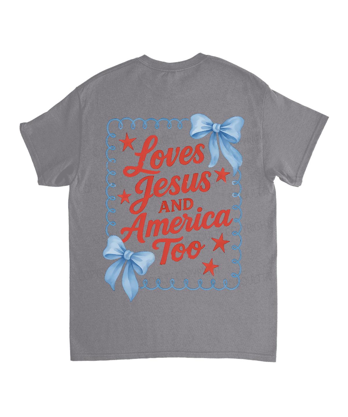 Loves Jesus And America Too Double Sided Unisex Cotton Christian T-Shirt