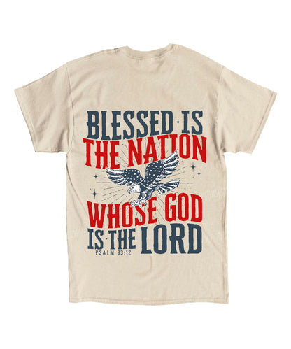 Blessed Is The Nation Whose God Is The Lord Double Sided Unisex Cotton Christian T-Shirt