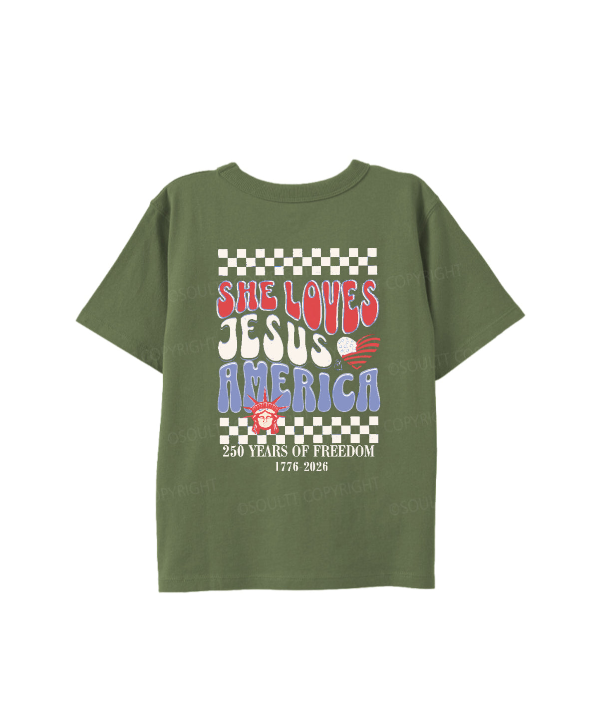Kids She Loves Jesus And America Double Sided Cotton Christian T-shirt