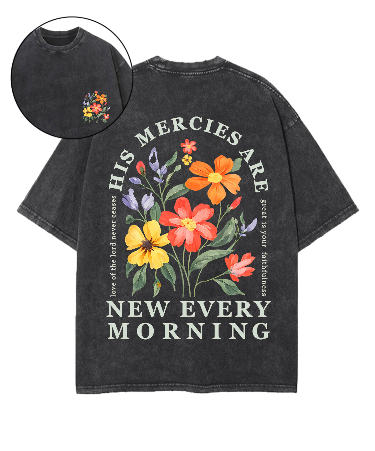 His Mercies Are New Every Morning Double Sided Unisex Washed Christian T-shirt