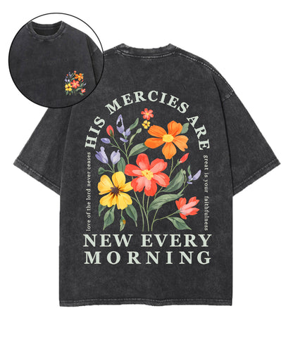 His Mercies Are New Every Morning Double Sided Unisex Washed Christian T-shirt