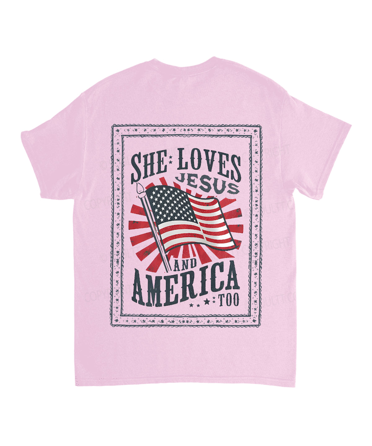 She Loves Jesus And America Too Double Sided Unisex Washed Christian T-shirt