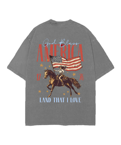 God Bless America Double Sided Unisex Christian Washed T-Shirt & Shorts