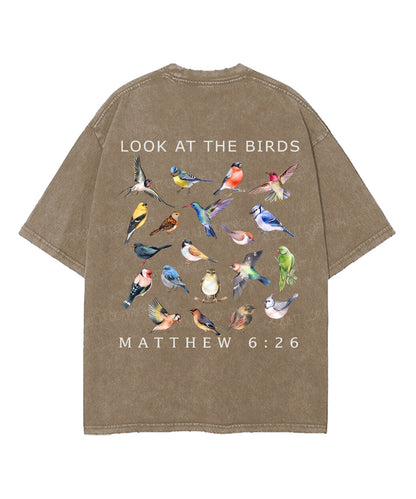 Look At The Birds Double Sided Unisex Washed Christian T-shirt