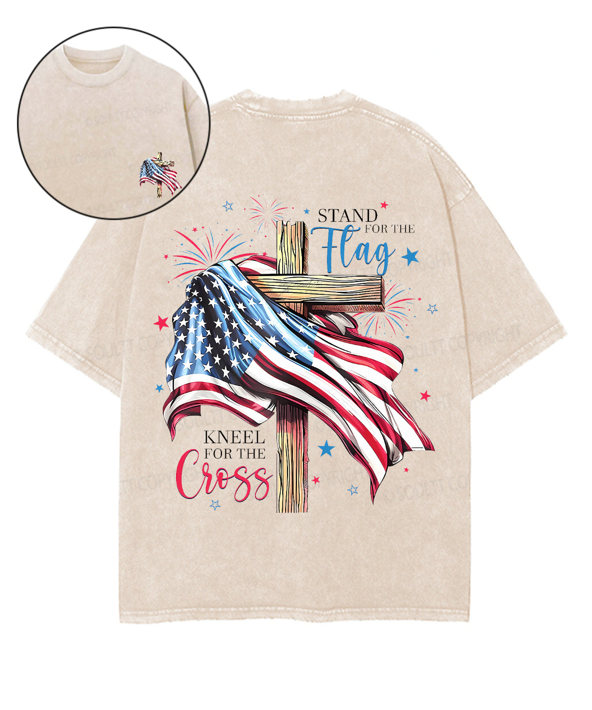 Stand For The Flag Double Sided Unisex Washed Christian T-shirt