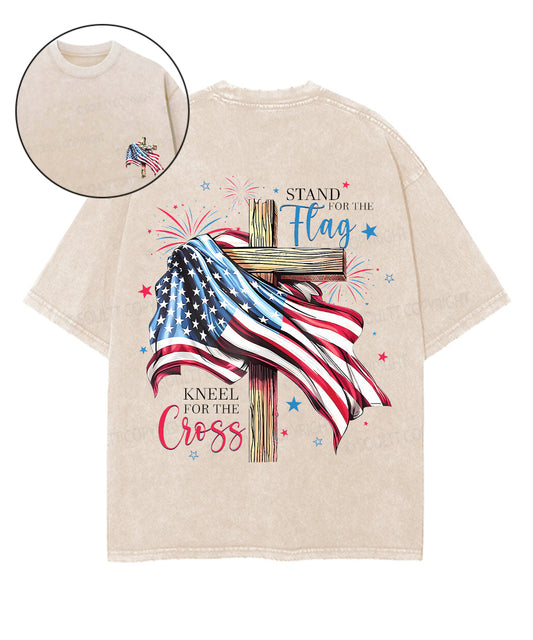 Stand For The Flag Double Sided Unisex Washed Christian T-shirt