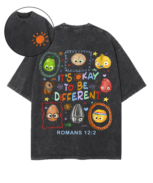 It's Ok To Be Different Double Sided Unisex Washed Christian T-shirt
