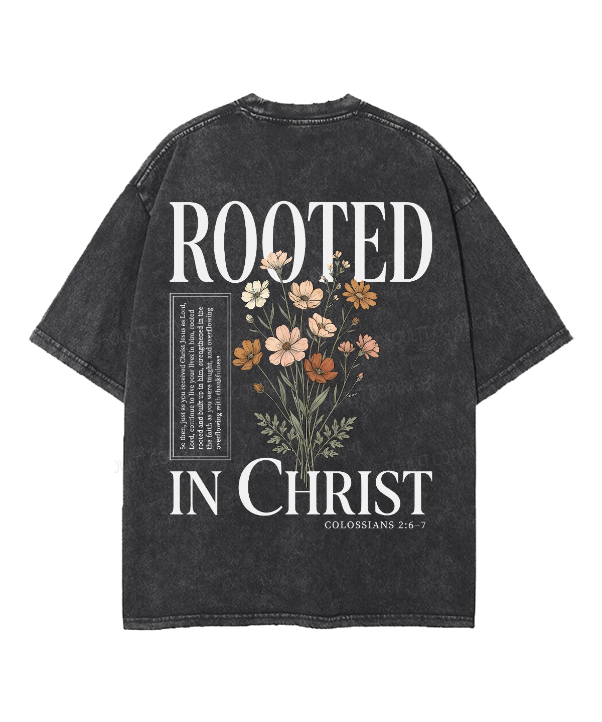 Rooted In Christ Double Sided Unisex Washed Christian T-shirt