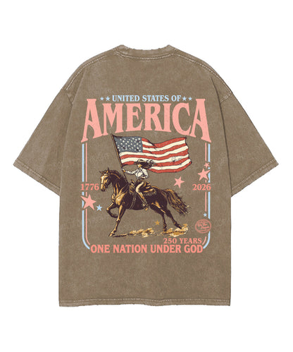 One Nation Under God Double Sided Unisex Washed Christian T-shirt