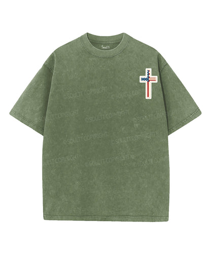 Hooked On Jesus Double Sided Unisex Washed Christian T-shirt