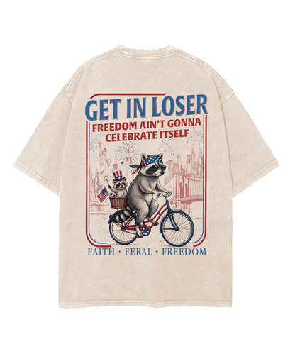 Freedom Ain't Gonna Celebtat Itself Double Sided Unisex Washed Christian T-shirt