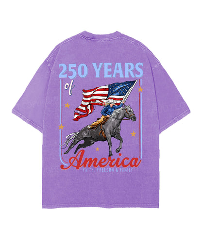 250 Years America Anniversary Double Sided Unisex Christian Washed T-Shirt & Shorts