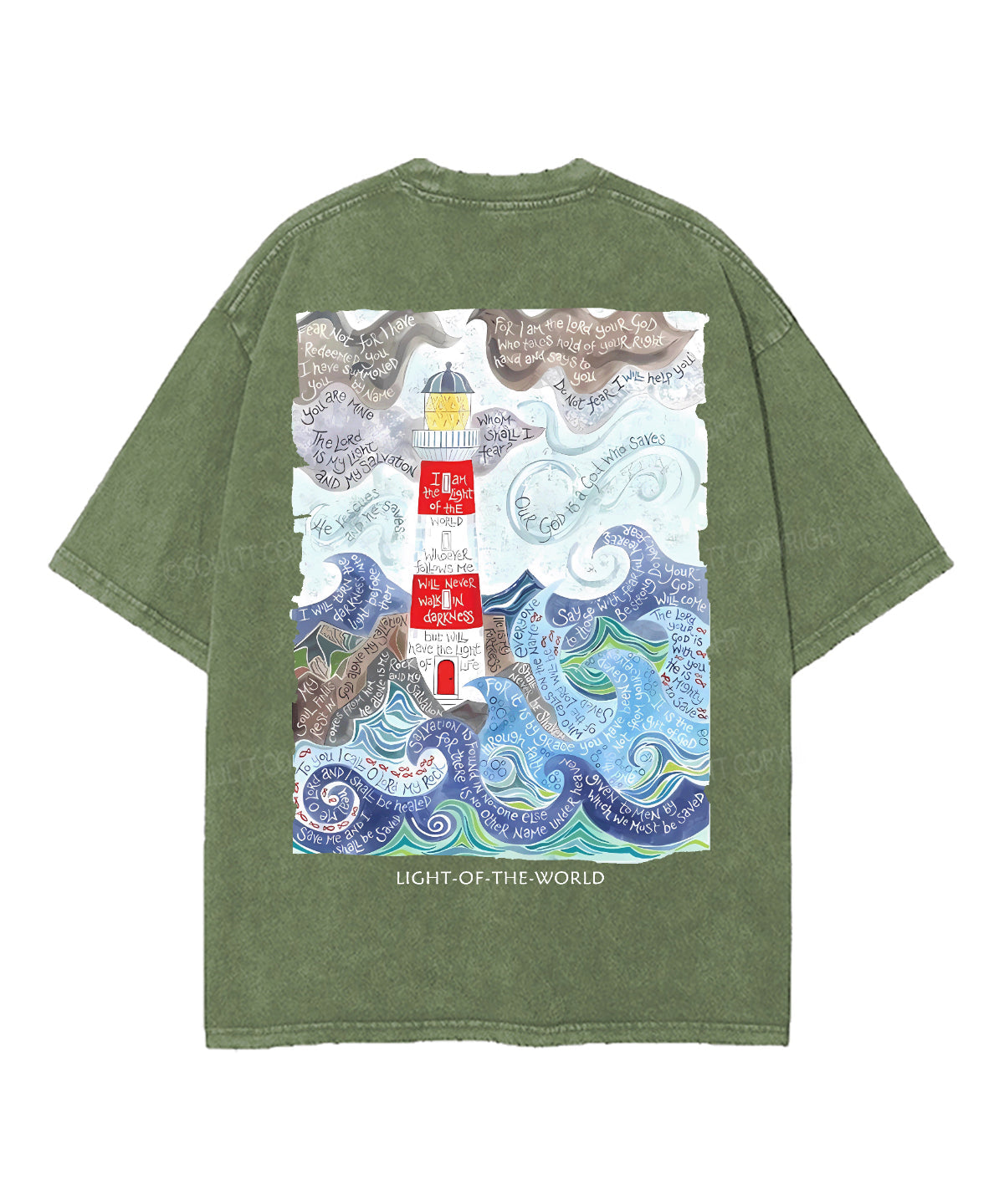 Light Of The World Double Sided Unisex Washed Christian T-shirt