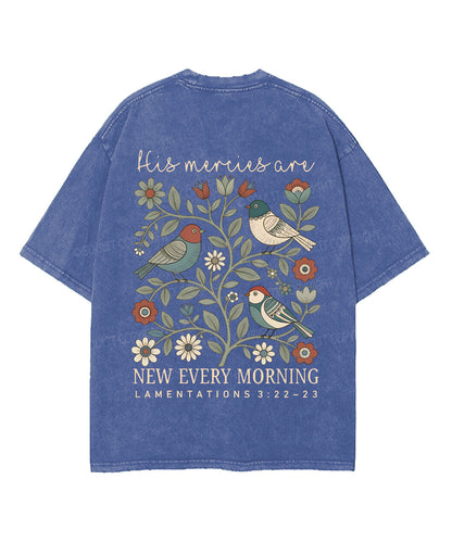 His Mercies Are New Every Morning Double SidedUnisex Washed Christian T-shirt