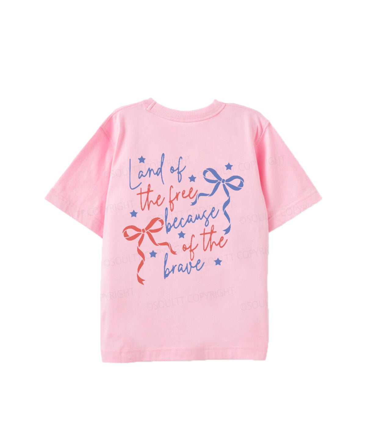 Kids Land Of The Free Because Of The Brave Double Sided Cotton Christian T-shirt