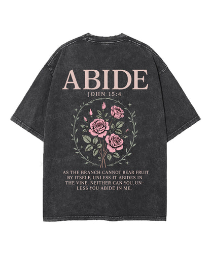 Abide Double Sided Unisex Washed Christian T-shirt