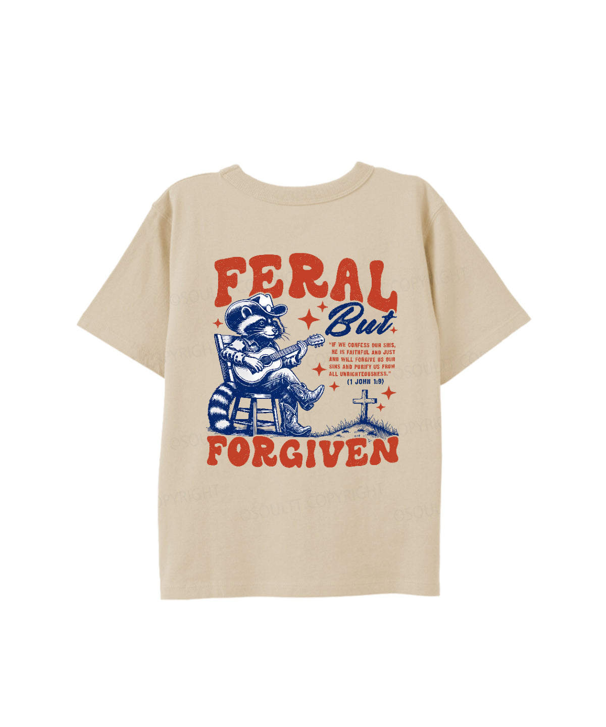 Kids Feral But Forgiven Double Sided Cotton Christian T-shirt